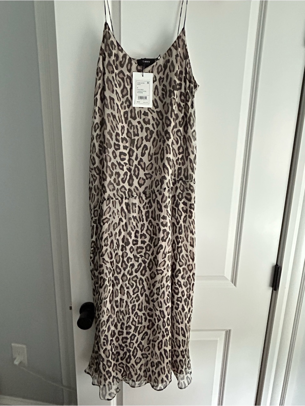 Theory Silk Leopard Print Slip Dress, Fully Lined, Size 8